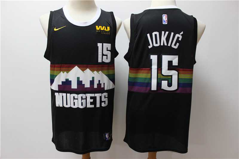 Men Denver Nuggets 15 Jokic Black Game Nike NBA Jerseys